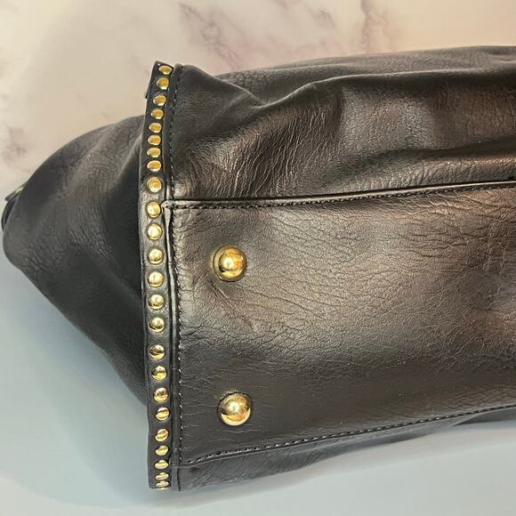 INC International Concepts Black Tote Bag w/ Gold Studs - Picture 8 of 14